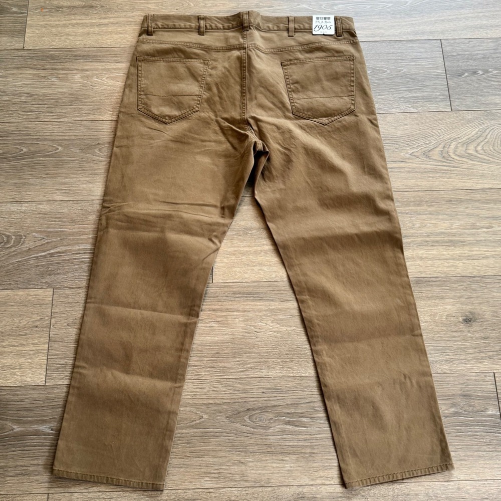Jos A Bank 1905 Men Tailored Fit Tan Brown 5 Pocket Pants 38x29 NWT Chino Khaki - Picture 3 of 10